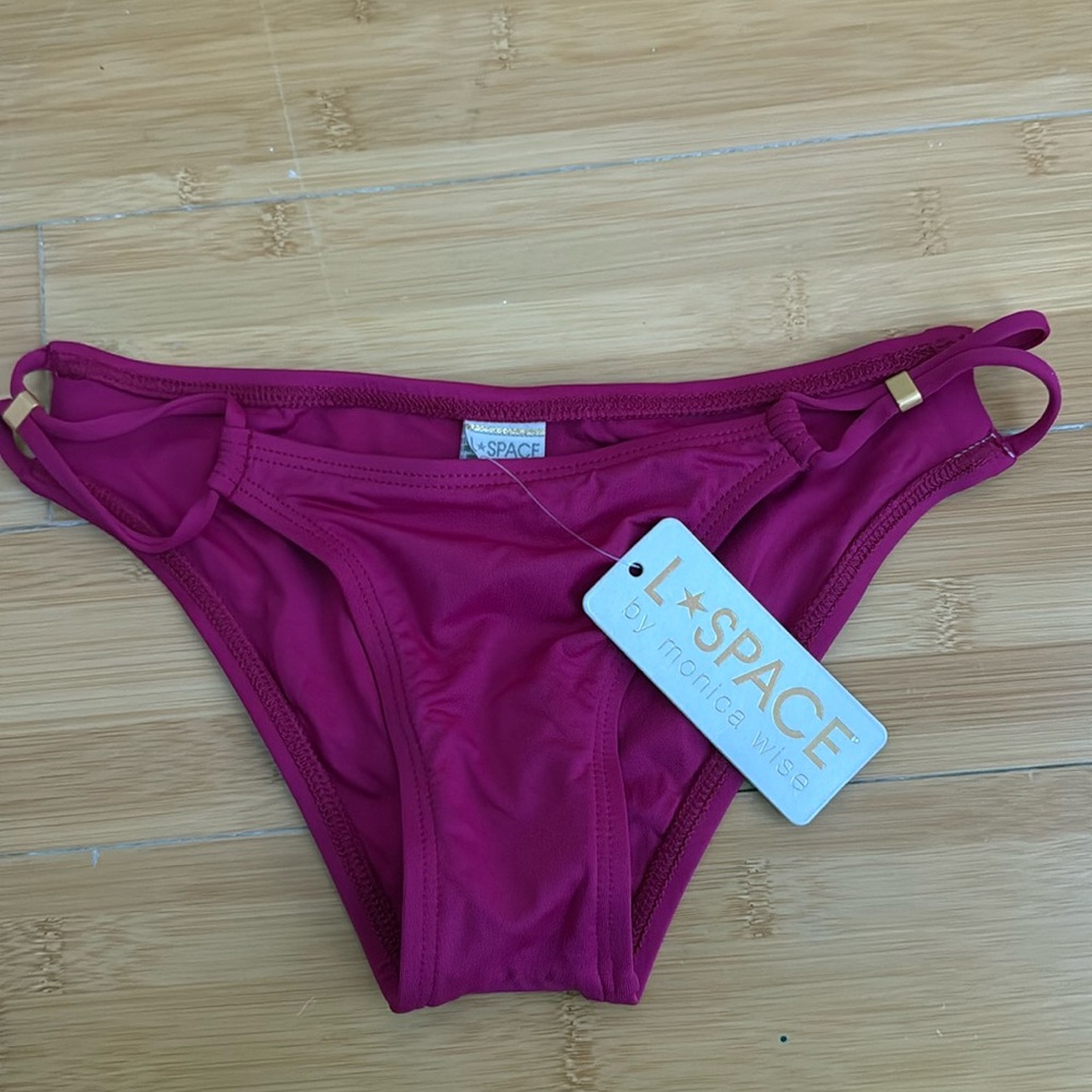NWT L*Space fuchsia pink mid coverage bikini bottoms
